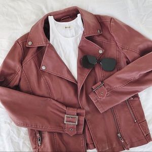 Max Studio Red Leather Jacket